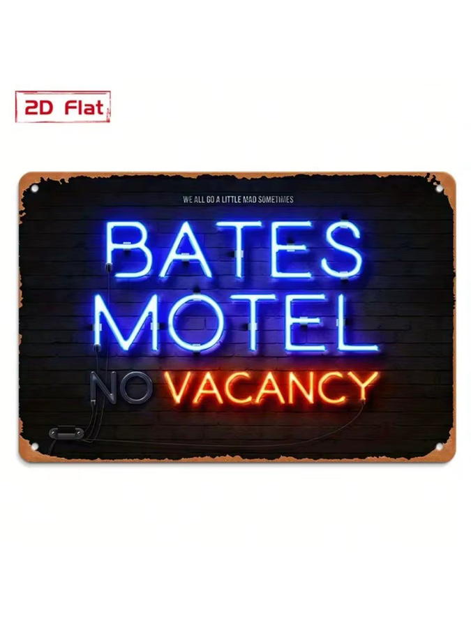 CIFBUY Metall-Wandkunst Bates Motel No Vacancy Schild in Blau im Vintage-Retro-Stil als hängende Dekoration - Bild 4