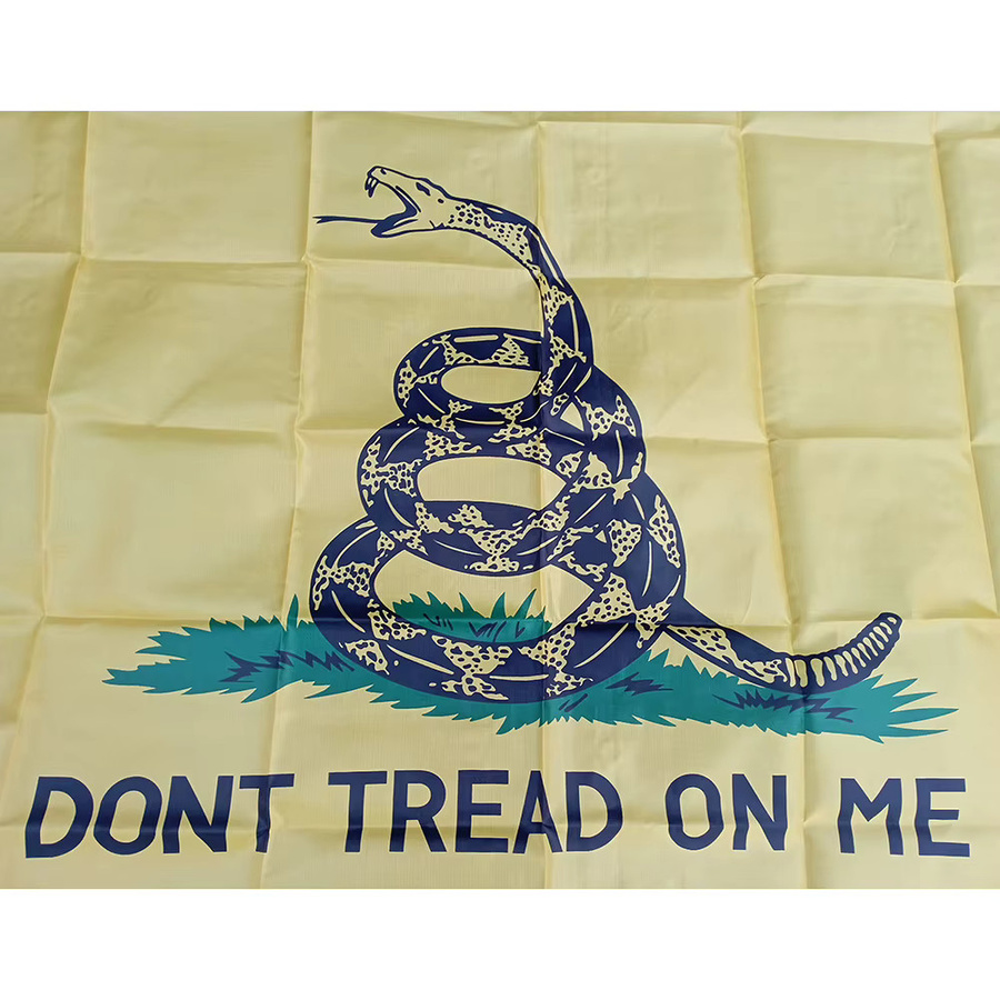 Aerlxemrbrae Gadsden-Flagge Don't Tread on Me mit Rasselschlange und Liberty or Death Motiv, Farbe: Gelb, B/H: 90 x 150 cm - Bild 3