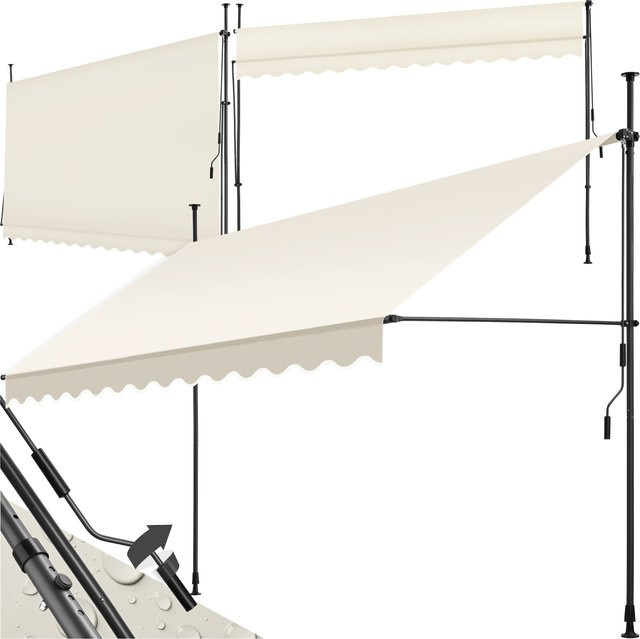 tectake Klemmmarkise mit Handkurbel Beige B: 350 cm, H: 211 - 304 cm - Bild 1