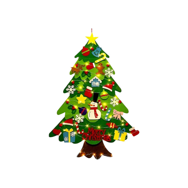 SHIQIAN DIY-Weihnachtsbaum aus Filz mit LED-Leuchten in Grün zur Wanddekoration - Bild 7
