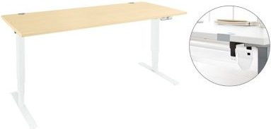 Schäfer Shop Genius Schreibtisch Aero Flex, elektrisch höhenverstellbar, Ahorn/weiß, B/T/H: 160 x 80 x 62-128 cm mit integriertem Kabelkanal - Bild 1