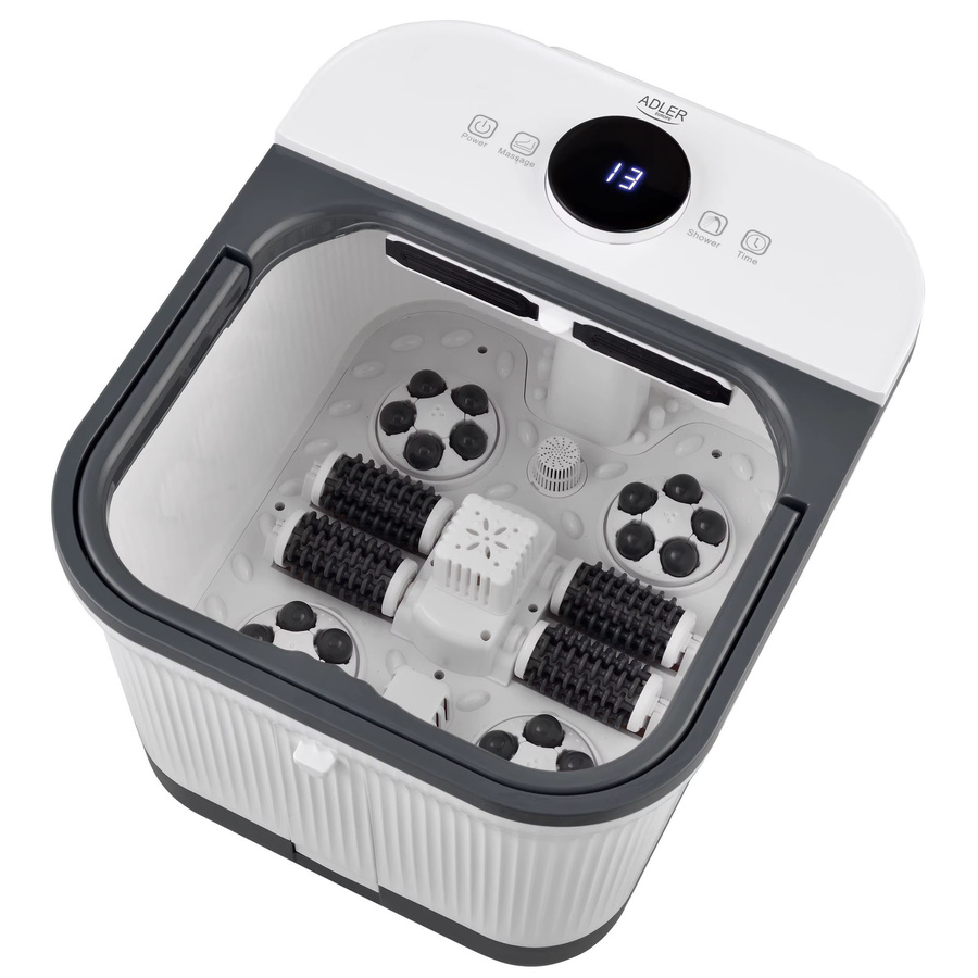 Adler Wasser-Fußmassagegerät in Weiß mit LED-Panel, Warmwasserbereiter und Rollen - Bild 2