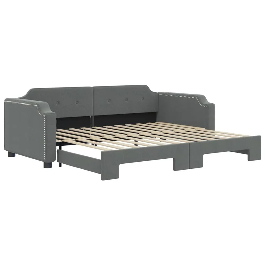 vidaXL Tagesbett ausziehbar in Dunkelgrau mit Stoffbezug B/T/H: 80 x 200 cm - Bild 2
