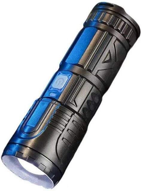 LIUXING Taktische LED-Taschenlampe mit COB-Rücklicht und USB-Powerbank Funktion, dimmbar, Weiß/Blau - Bild 1