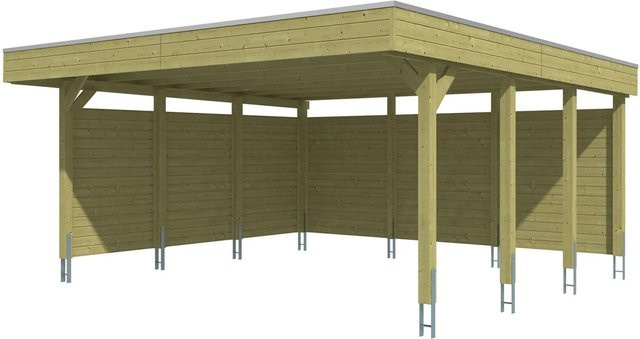 SKANHOLZ Carport Friesland Set C aus Fichte mit Seiten- und Rückwand, Grün, B: 546 cm, T: 555 cm - Bild 3