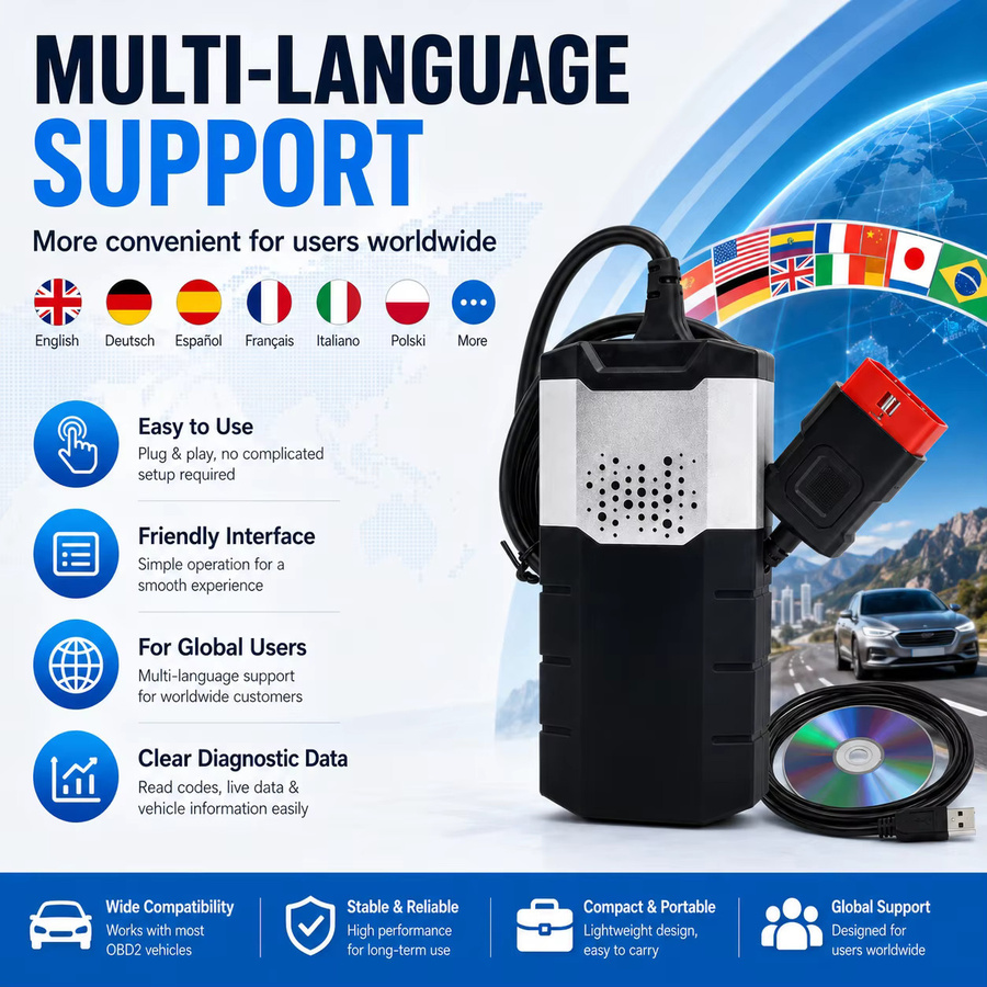 Delphis CDP Pro DS150E OBD2 Scanner für PKW und LKW mit USB und Bluetooth in Schwarz - Bild 4