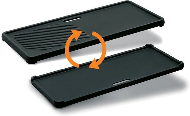Enders Guss-Wendeplatte 1/3 für Gasgrill Boston 3 K aus emailliertem Gusseisen, schwarz, B: 43 cm, T: 21 cm, H: 1 cm - Bild 1