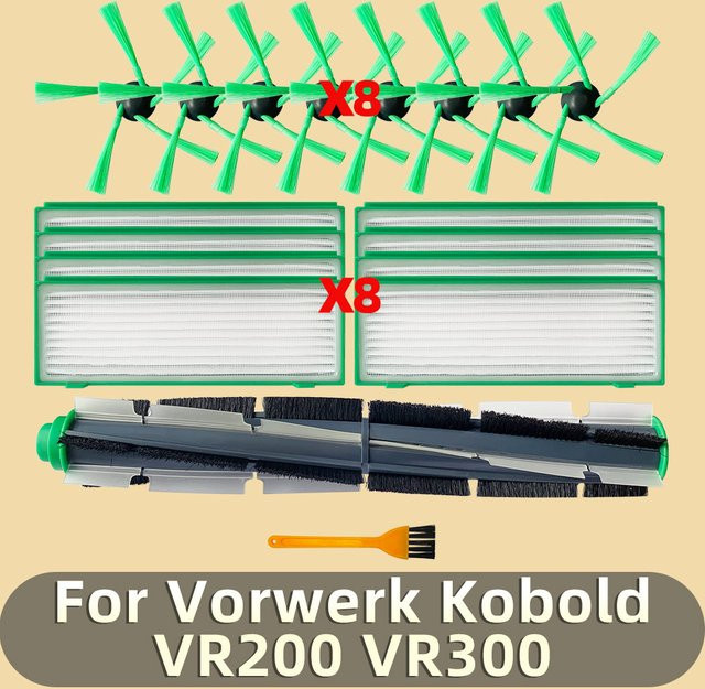 OSSIEAO Ersatzkit für Vorwerk Kobold VR200 VR300 Staubsauger mit Hauptwalze, Rotationsbürste und HEPA-Filter - Bild 1