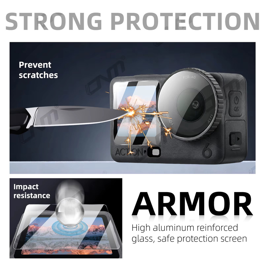 DJI Action 6 Displayschutzfolie aus gehärtetem Glas, transparent, HD-klar und kratzfest - Bild 2