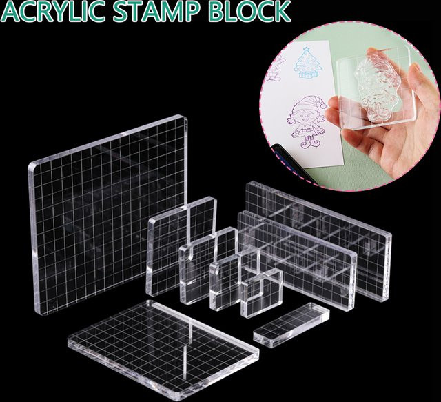 Acryl-Stempelblock Set in 9 Größen, transparentes Gitter für DIY-Scrapbooking und Handarbeit - Bild 1