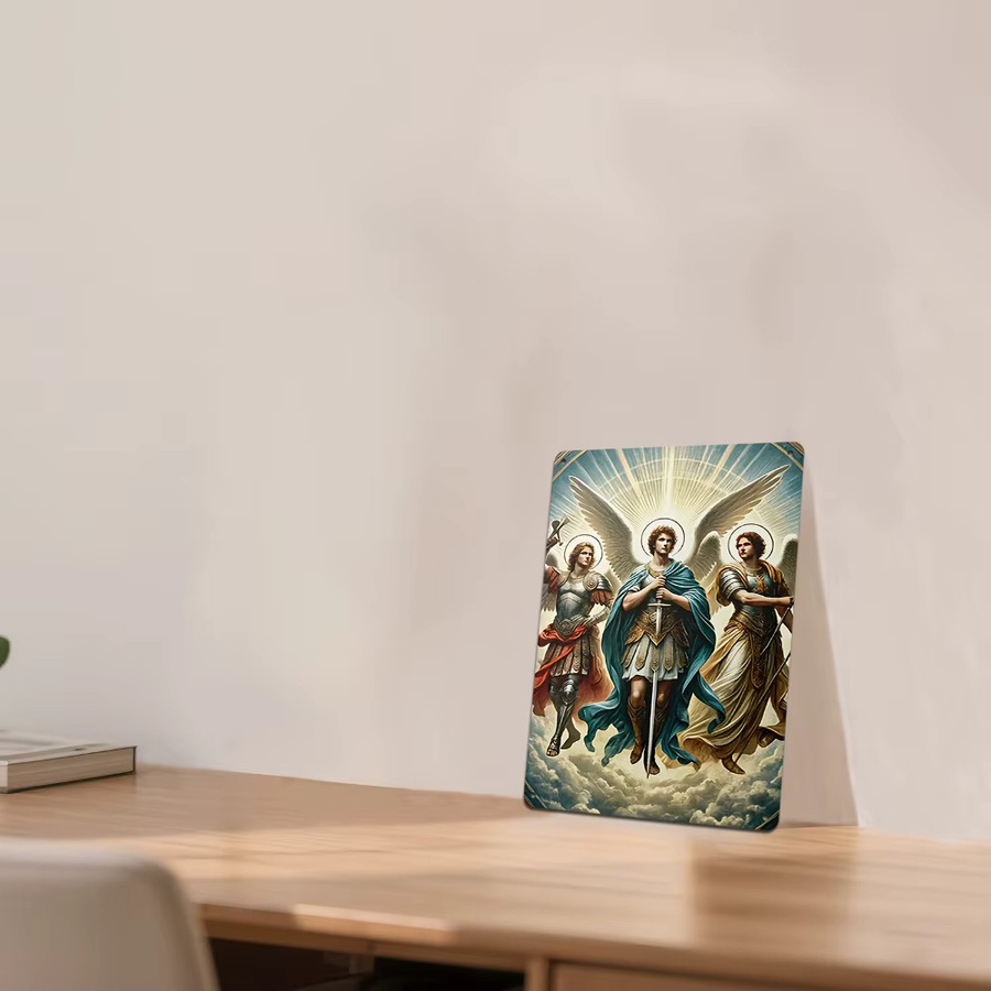 CIFBUY Metallposter Religiöse Wandkunst Erzengel Michael Rafael Gabriel Vintage Blechschild Multicolour B: 30,0 cm, H: 20,0 cm - Bild 4