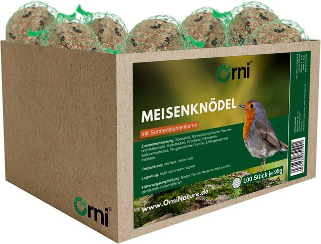 Orni Meisenknödel mit Sonnenblumenkernen für Wildvögel im Netz - Bild 1