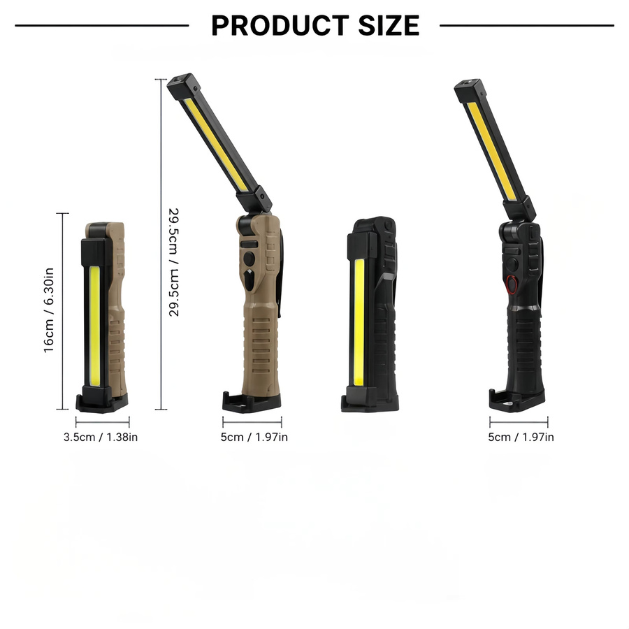 Heinast USB-wiederaufladbare LED-Arbeitsleuchte, 800 Lumen COB-Laterne in Schwarz mit eingebautem Akku - Bild 5