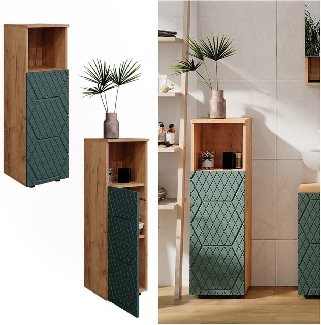 Vicco Midischrank Irma Eiche Grün Gold B/T: 30 x 30 cm, Höhe: 95 cm - Bild 1