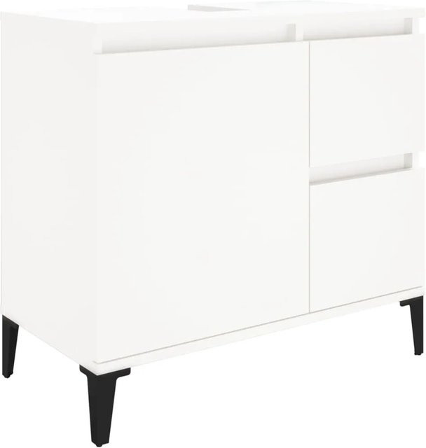 vidaXL Badezimmerschrank Weiß aus Holzwerkstoff und Metall, B/T/H: 65 x 33 x 60 cm - Bild 1