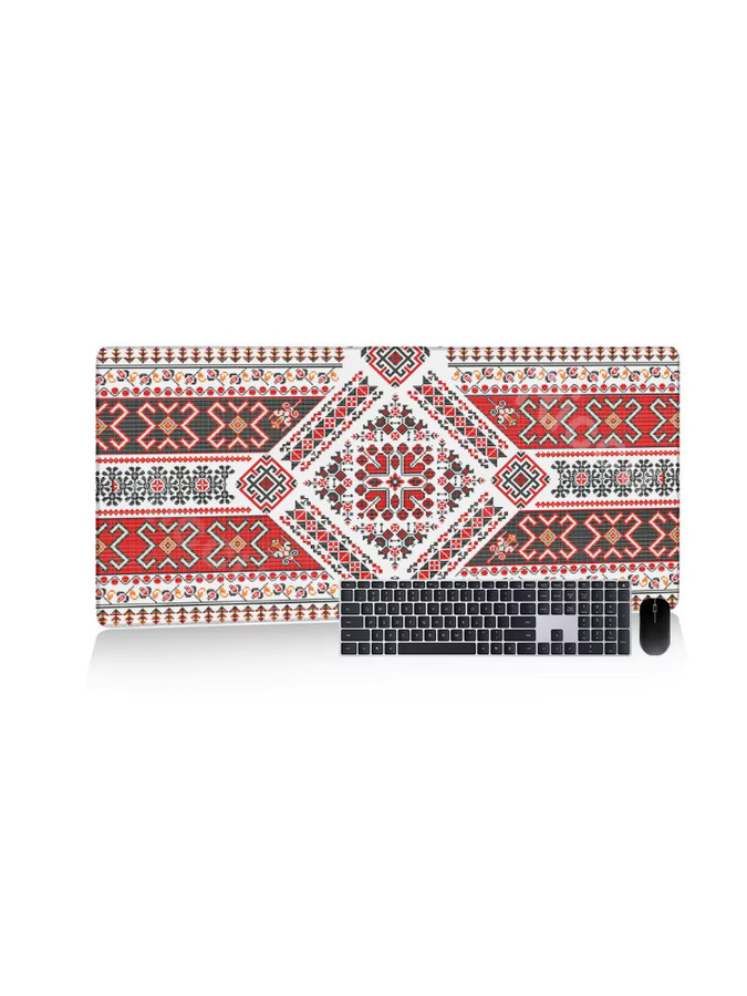 Riccu Rotes Boho-Mauspad mit geometrischem Design und ethnischem Muster als große Schreibtischunterlage für PC und Gaming - Bild 4