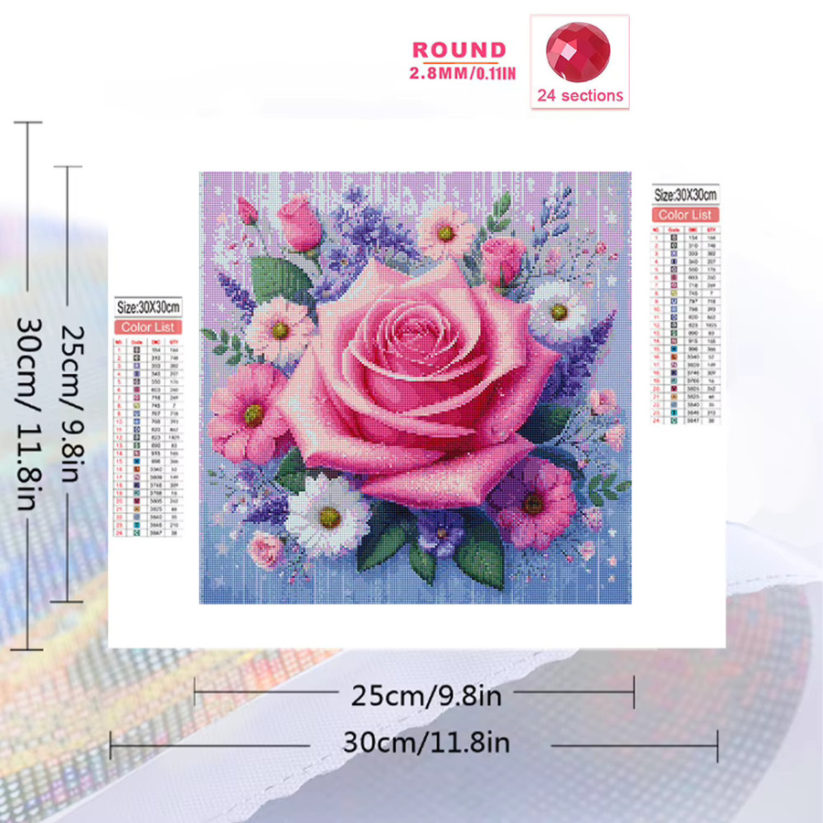 Evershine Diamant-Stickerei Blumen Motiv mit runden Steinen in Multicolour als DIY-Strass-Gemälde für den Tisch B: 20 cm, T: 20 cm, H: 20 cm - Bild 2