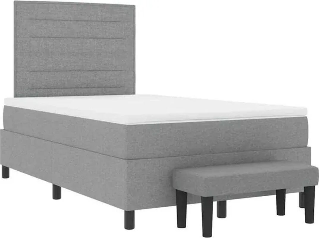 Modernes Boxspringbett mit Matratze von vidaXL in Grau aus Stoff und Holzwerkstoff, B/T/H: 120 x 200 x 118 cm - Bild 1