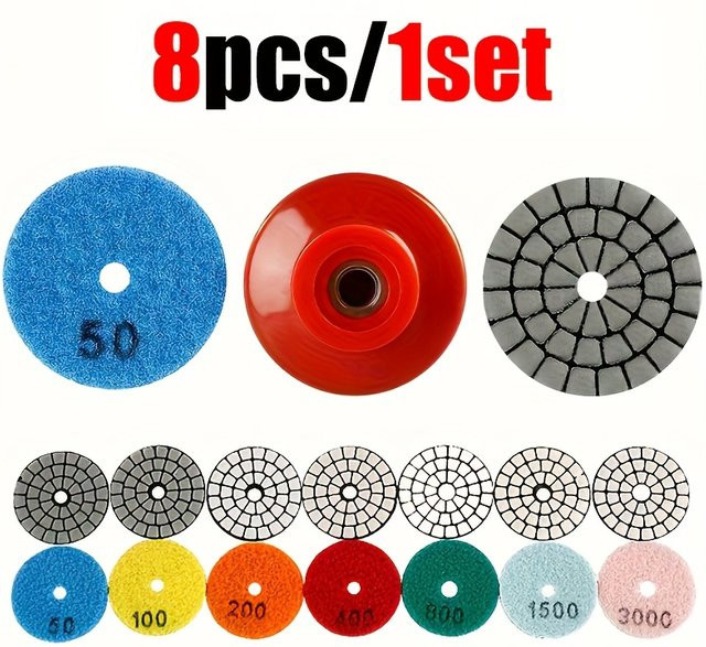 WIDEEP 7 Stück Diamant-Polierpads mit M14-Adapter, professionelle Trockensteinschleifpads für Marmor, Granit und Terrazzo, 2 Zoll - Bild 1