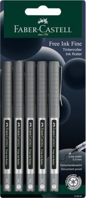 Faber-Castell Tintenroller Free Ink in Blau, Strichstärke 0,4 mm, 5er Pack - Bild 1