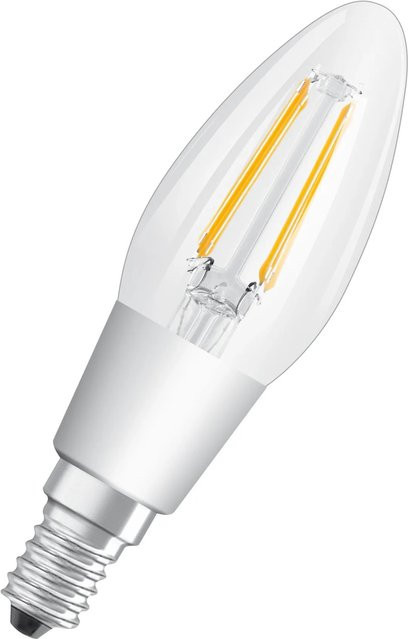 Osram LED Filament Leuchtmittel E14 Kerzenform in Transparent mit Warmweißem Licht, dimmbar, 4 W, 470 lm - Bild 1