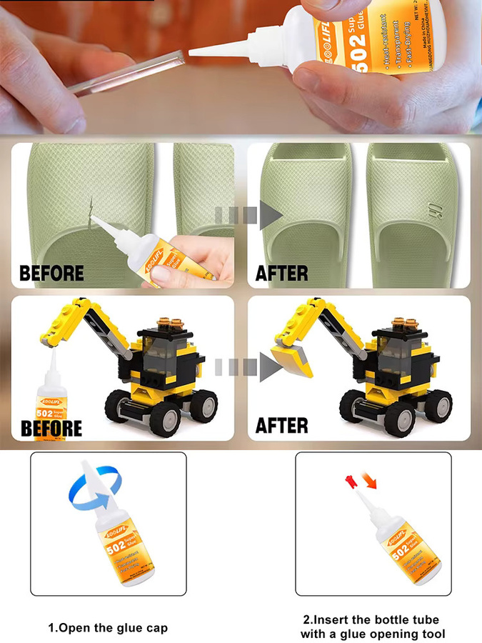 LOOLIFL Universalkleber 502 Cyanacrylat, transparenter Mehrzweck-Reparaturkleber für DIY-Handwerk - Bild 6