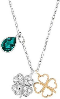 Swarovski Anhänger Halskette, Kleeblatt, Platin, Damen, Kristall - Bild 1