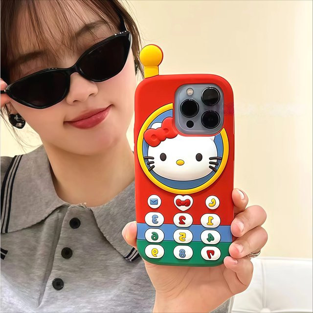Stoßfeste Hello Kitty Handyhülle im 3D Cartoon Design für Apple iPhone 17 16 15 14 13 12 Pro Max Plus und 17 Pro - Bild 1