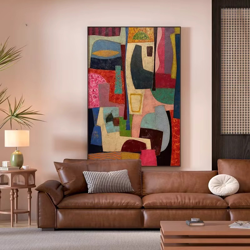 Potdemiel Abstrakte Leinwandmalerei in Mehrfarbig mit geometrischem Design für Wohnzimmer und Schlafzimmer - Bild 3