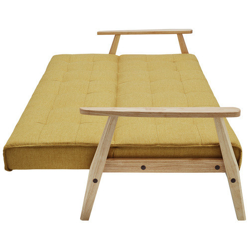 SalesFever Schlafsofa im skandinavischen Design mit Holzrahmen, Farbe: Gelb, Breite: 190 cm - Bild 4