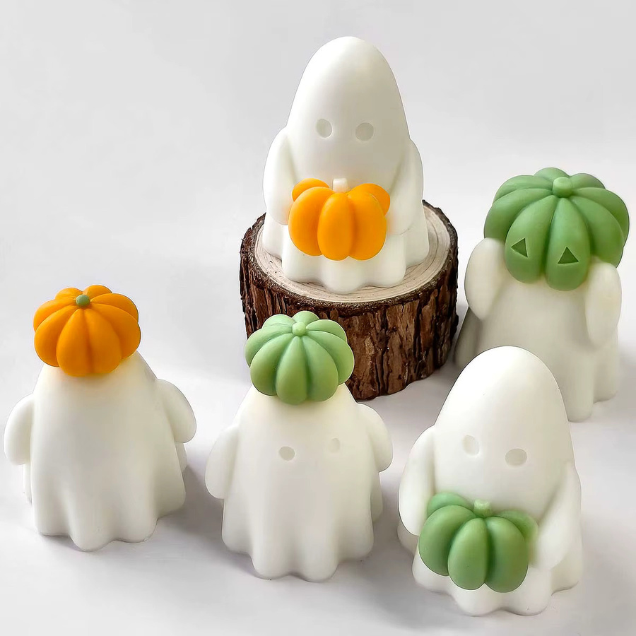 UDOCOOL Silikonform für Halloween Kerzen DIY Kürbis und Geist zur Gestaltung von Duftkerzen aus Zement oder Harz - Bild 5
