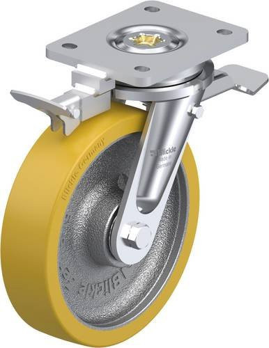 Blickle Lenkrolle LO-GTH 200K-ST-RI4 mit Feststeller, Rad-Durchmesser: 20 cm, Tragfähigkeit: 1000 kg, Farbe: Silber - Bild 1