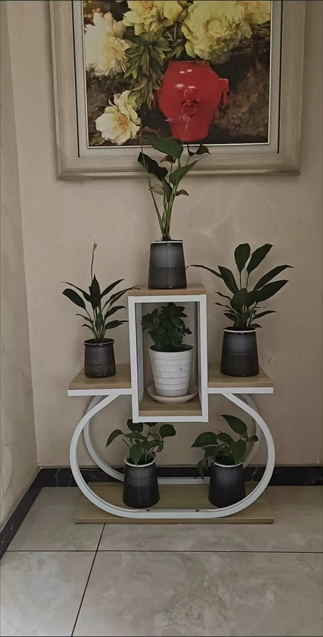 XIUWO Pflanzenständer aus Holz und Metall im modernen Design für deinen Garten oder Innenbereich - Bild 2