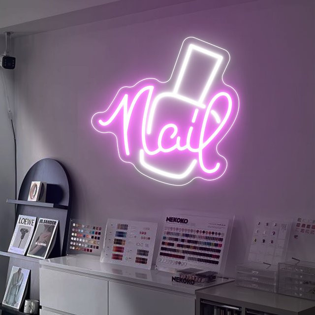 Neon LED Schild für Nagelstudios und Schönheitssalons zur Wanddekoration in Weiß - Bild 1