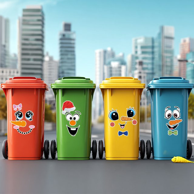 BRUP Wasserdichter Vinyl Aufkleber mit Karotten-Gesicht für Mülltonnen und Weihnachtsdekoration in Orange und Multicolour - Bild 1