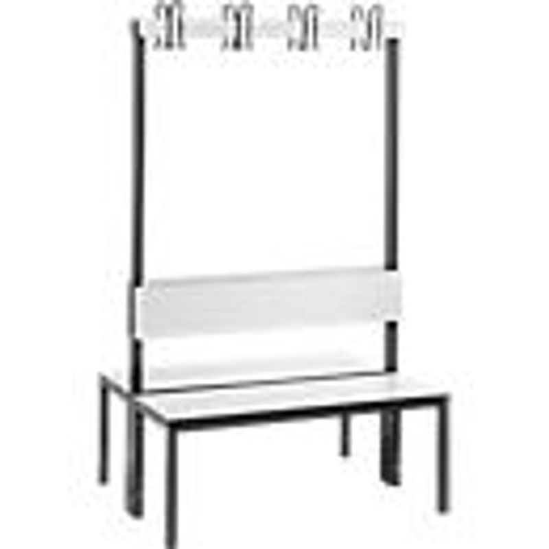 C+P Garderobenbank Basic Plus doppelseitig mit Rückenlehne, Gestell Schwarzgrau und Dekor Weiß, H: 165 cm, B: 100 cm, T: 76 cm - Bild 2