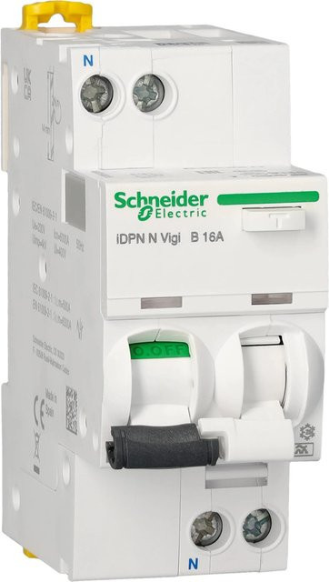 Schneider Electric RCBO FI/LS-Schalter 2-polig Typ A 16 A in Rot, Grün und Weiß - Bild 1