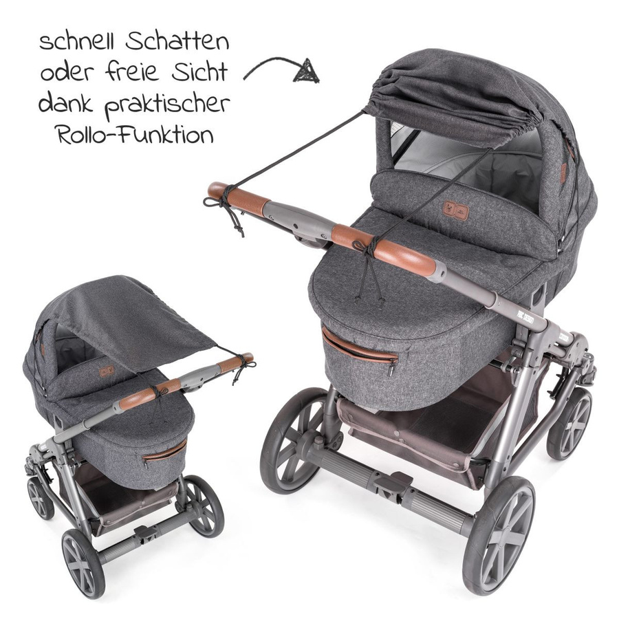 Zamboo Erstlings- & Schutzset für Kinderwagen mit Sonnensegel und Regenschutz in Grau - Bild 7