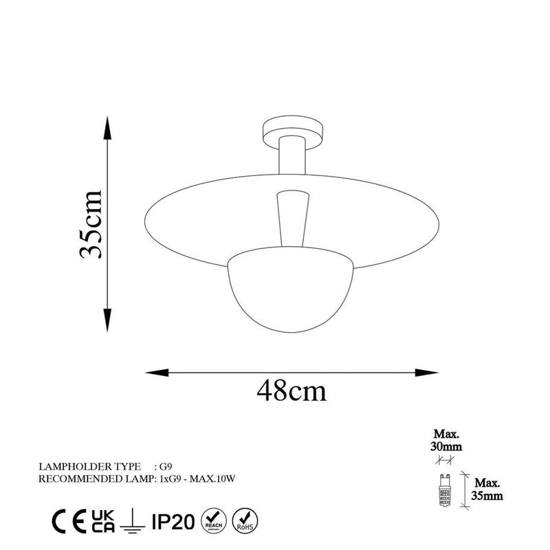 Opviq Deckenleuchte Kurt aus Metall in Kupfer, B/H/T: 48 x 35 x 48 cm, G9 Fassung - Bild 5