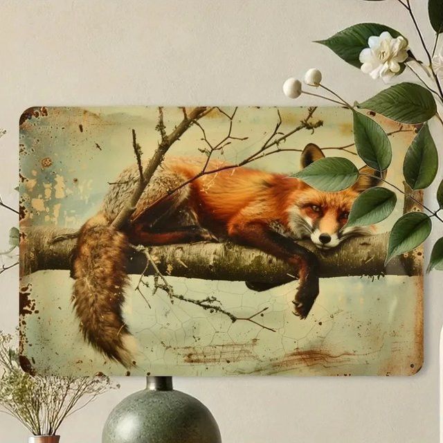 CIFBUY Vintage Fuchs Metallschild aus Eisen als handgefertigte Wanddekoration - Bild 1