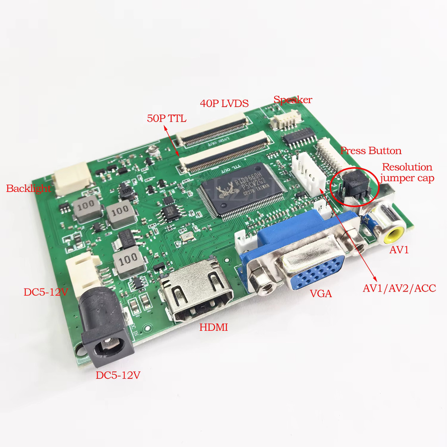 GLZLDY LCD Bildschirm 5 Zoll Display Panel mit HDMI VGA AV und Remote Controller Driver Board ZJ050NA-08C - Bild 2