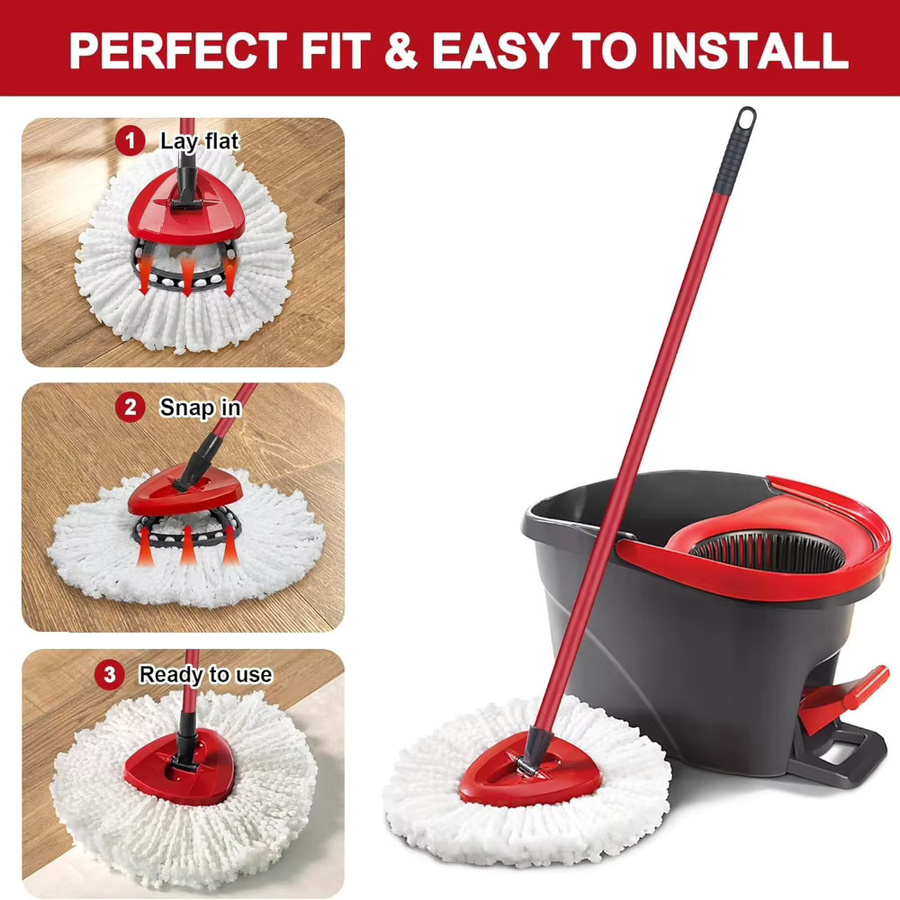 O-Cedar EasyWring Mikrofaser-Spin-Mop-Ersatzköpfe in Weiß, waschbare Mop-Nachfüllungen für die Tiefenreinigung von Hartholz- und Fliesenböden - Bild 3