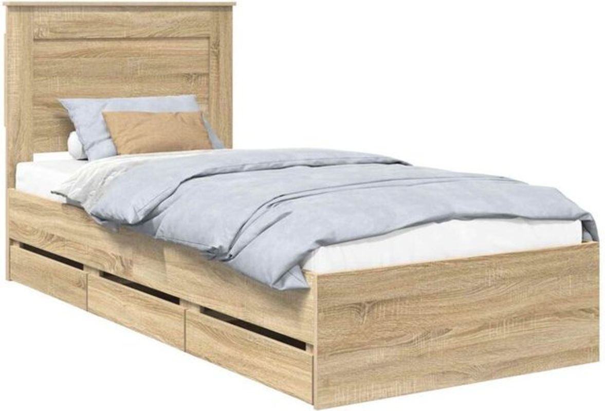 Vidaxl Funktionsbett Bettrahmen aus Holzwerkstoff in Sonoma-Eiche Natur Braun, B/H: 75 x 190 cm - Bild 1