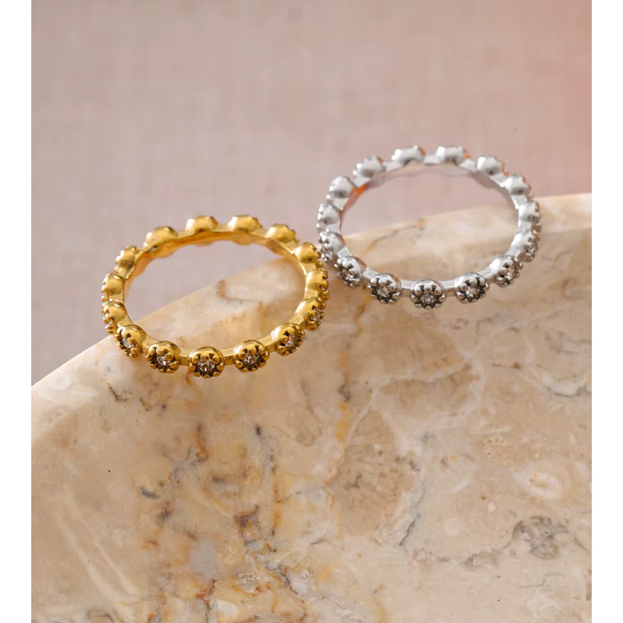 Yhpup Ring Edelstahl, Gold, Zirkonia, Unisex - Bild 2