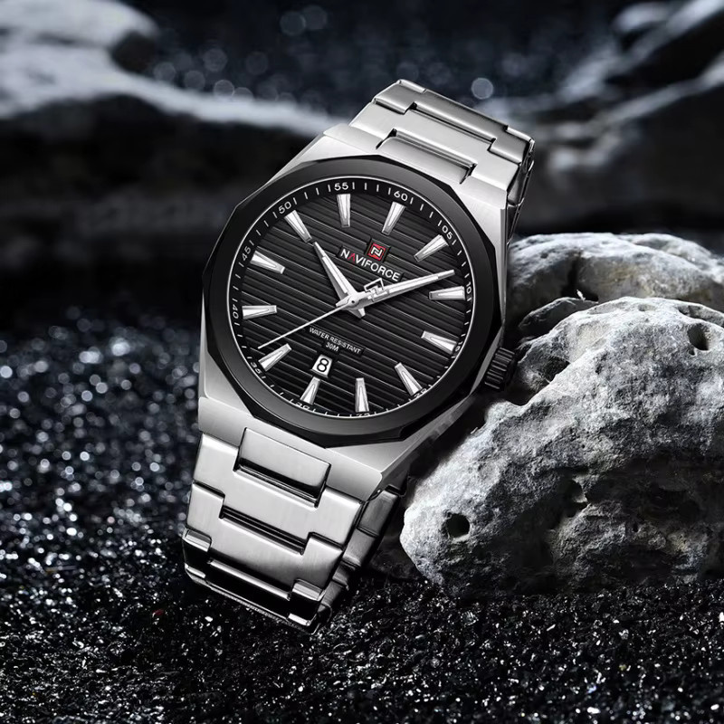 NAVIFORCE Armbanduhr, Quarz, Edelstahl, Schwarz, Herren - Bild 4