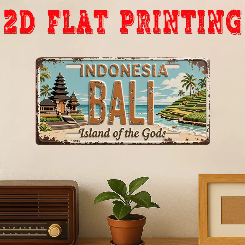 CIFBUY Vintage Metall-Blechschild Bali Temple Rice Terrace Wandkunst in Multicolour, Breite: 30,0 cm, Höhe: 15,0 cm, Tiefe: 1,0 cm - Bild 4