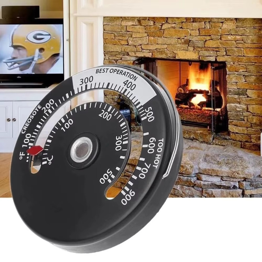 Aideepen Magnetisches Holzofen-Thermometer mit Sonde in Schwarz für Kamin, Ofen, Grill und Backofen - Bild 2