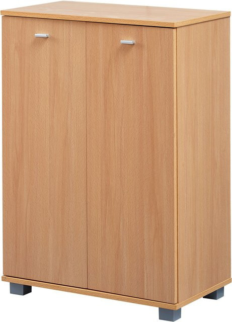 Schuhschrank NIMES in Buche-Nachbildung mit silbernen Akzenten, B/H/T: 60 x 90 x 31 cm - Bild 1