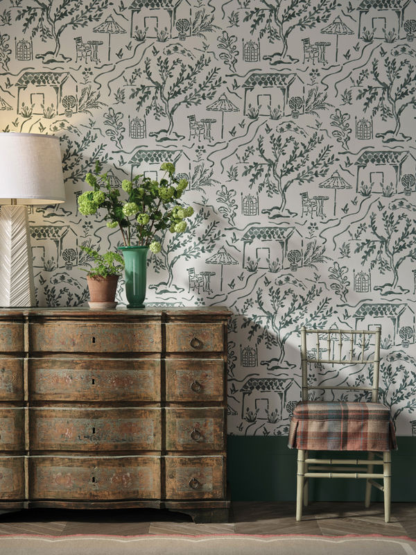 Nina Campbell Carta da parati La Quintinie in Teal mit Gartenmotiven - Bild 2