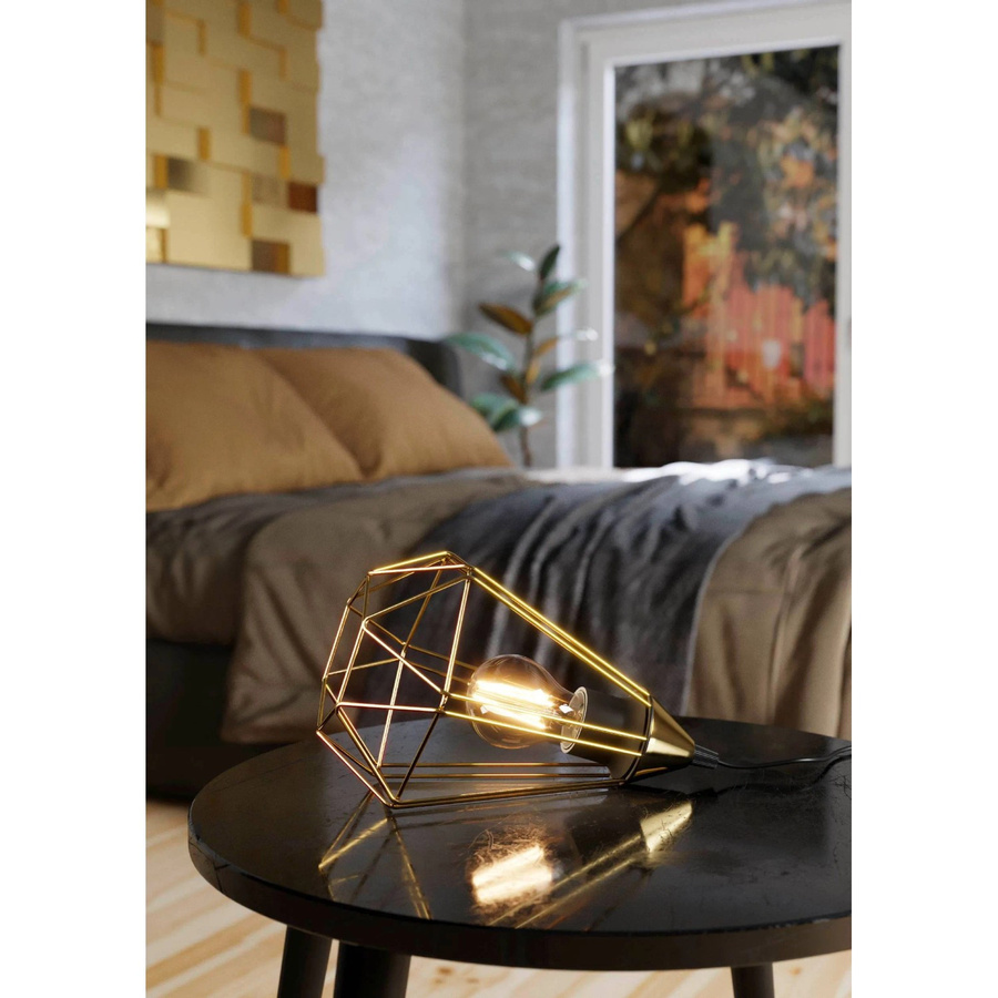 Eglo Tischleuchte Tarbes 1-flammig Messing gebürstet E27 60 W modern in Gold/Messing - Bild 2